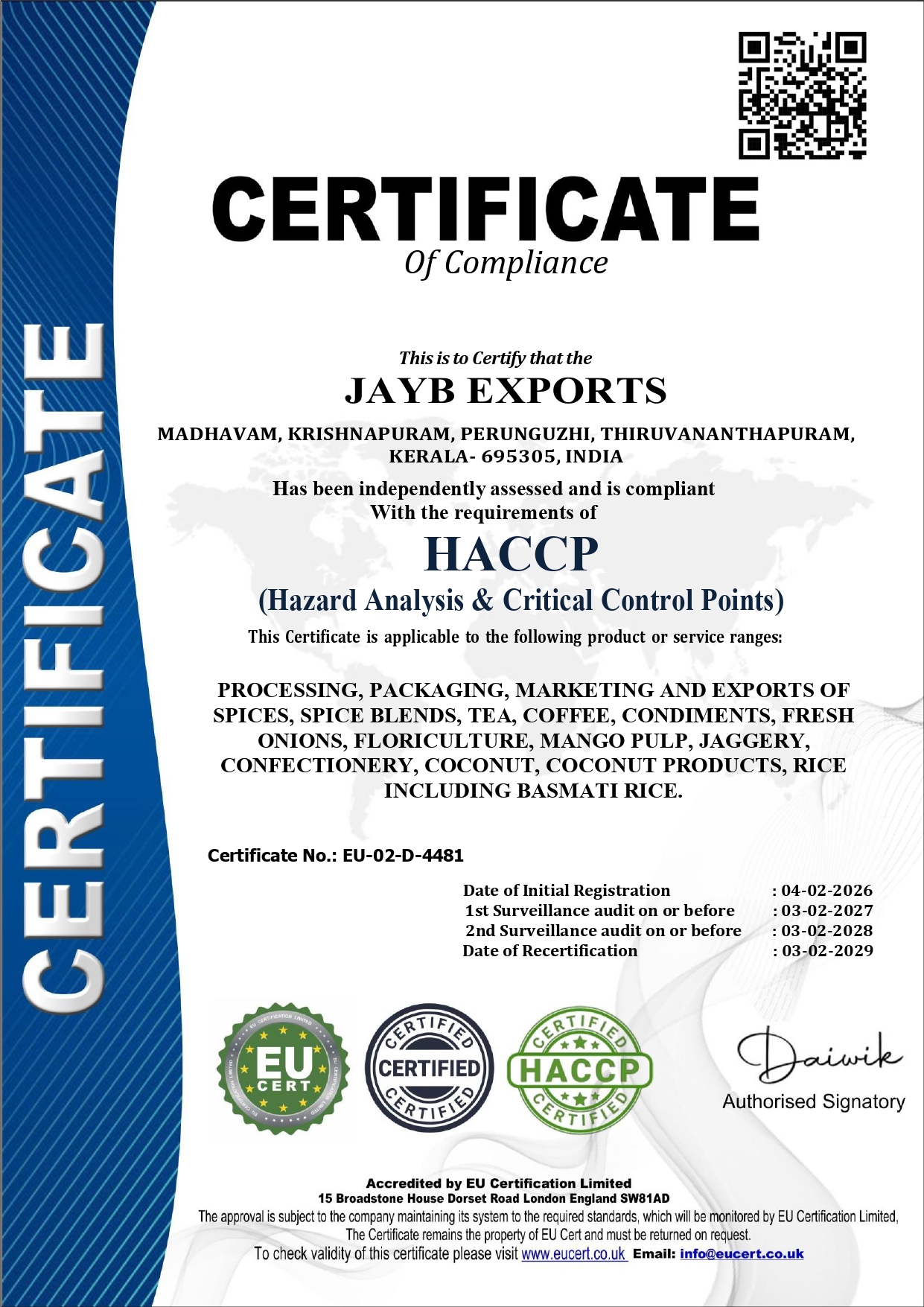 HACCP Certificate